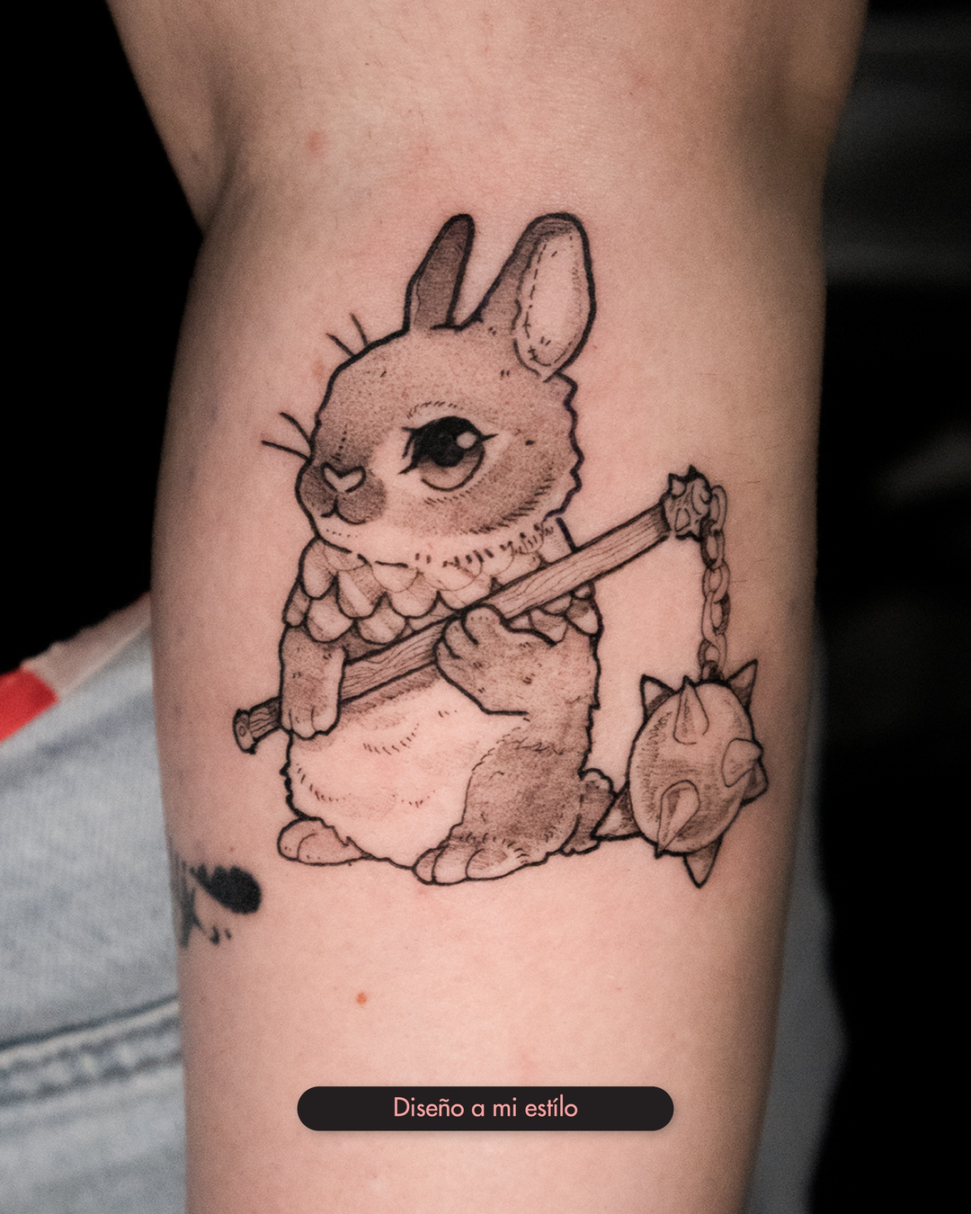 Tatuaje black and gray de conejo por Tattoos x Roditas